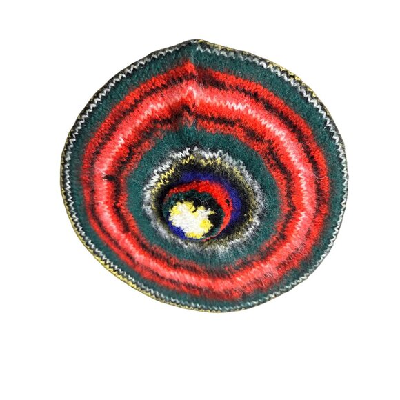 Hand-Knitted Scottish Beret Hat Royal Stewart 100% Pure Wool Red Green Multi - Picture 5 of 5